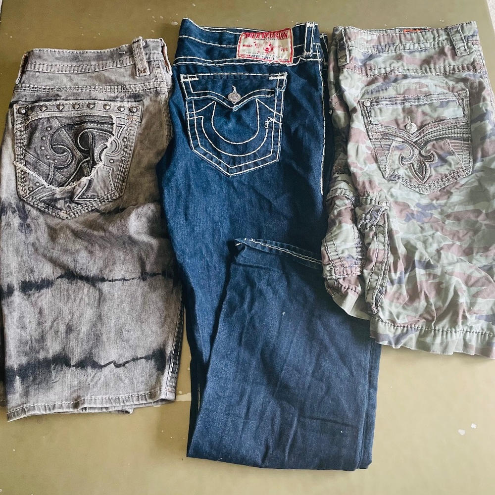 True Religion Jeans and Rock Revival Shorts Lot Men’s Size 42-44